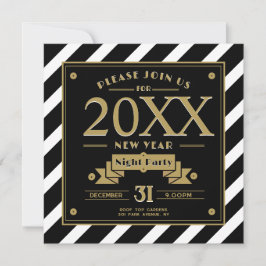 Art Deco Stil Black and New Year Party bjudande in Kort