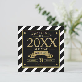 Art Deco Stil Black and New Year Party bjudande in Kort