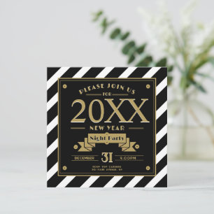 Art Deco Stil Black and New Year Party bjudande in Kort