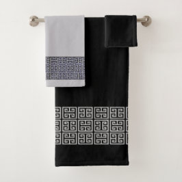 Art Deco Stil Black och Grått Towel Set