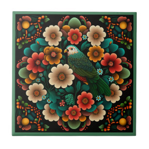 Art deco stil-blomman mönster fågelkeramisk panel kakelplatta