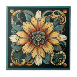 Art deco stil-blomman mönster keramisk panel kakelplatta
