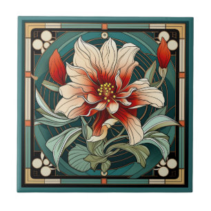 Art deco stil-blomman mönster keramisk panel kakelplatta
