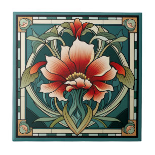 Art deco stil-blomman mönster keramisk panel kakelplatta