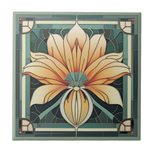 Art deco stil-blomman mönster keramisk panel kakelplatta