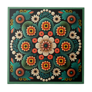 Art deco stil-blomman mönster keramisk panel kakelplatta