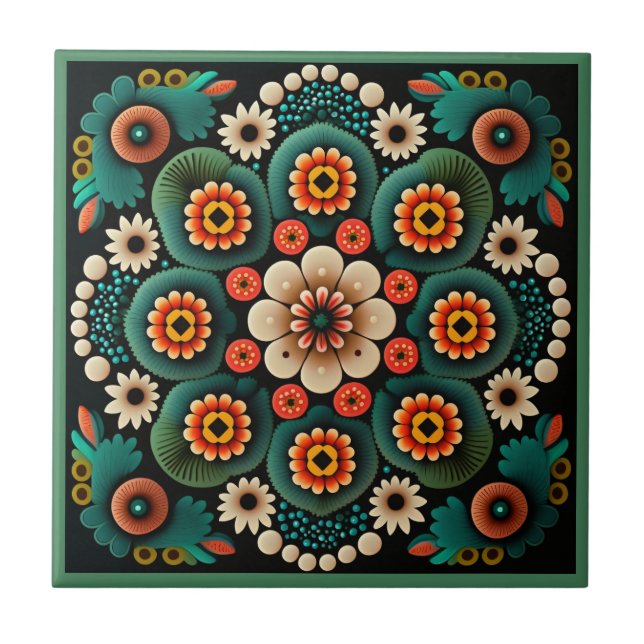 Art deco stil-blomman mönster keramisk panel kakelplatta (Framsidan)