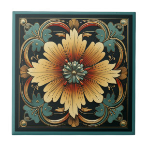 Art deco stil-blomman mönster keramisk panel kakelplatta