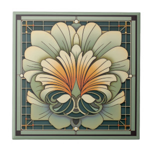 Art deco stil-blomman mönster keramisk panel kakelplatta