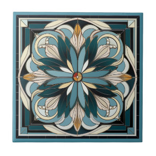 Art deco stil-blomman mönster keramisk panel kakelplatta