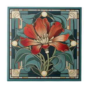 Art deco stil-blomman mönster keramisk panel kakelplatta