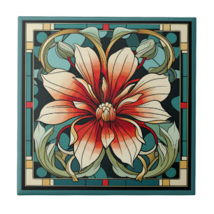 Art deco stil-blomman mönster keramisk panel kakelplatta