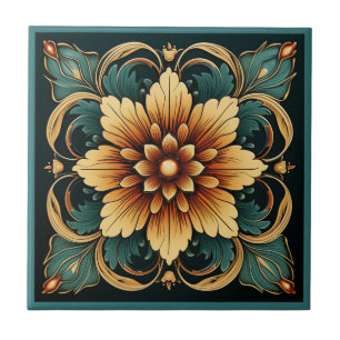 Art deco stil-blomman mönster keramisk panel kakelplatta