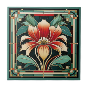 Art deco stil-blomman mönster keramisk panel kakelplatta