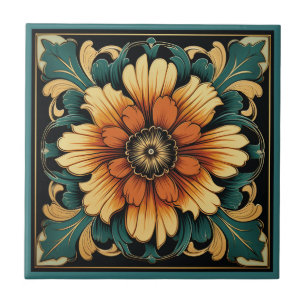 Art deco stil-blomman mönster keramisk panel kakelplatta