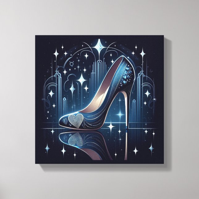Art Deco Stil Blue Stilettos Canvastryck (Framsida)