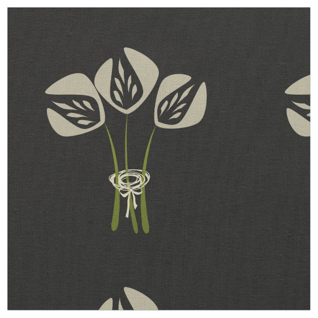 Art Deco Stil Bouquet Mönster Tyg (Närbild)