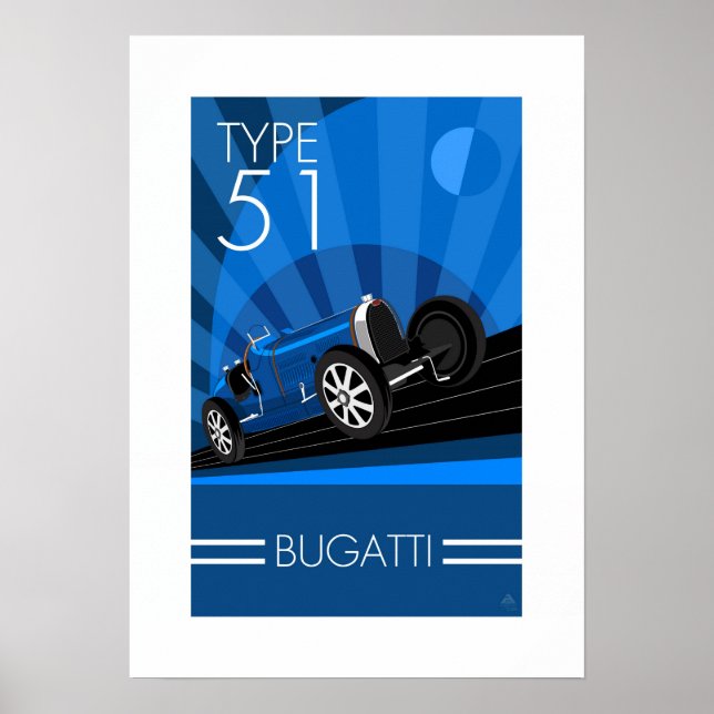 Art Deco Stil Buggatti Car Poster (Framsidan)