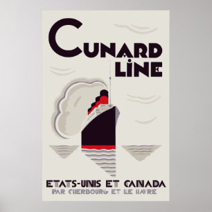 Art Deco Stil Cunard Line Poster
