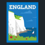 Art Deco Stil England Poster<br><div class="desc">Den här teckningen har en enkel Art Deco stil-poster som visar de vita klipporna Dover i England... </div>