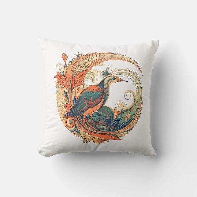 Art Deco stil-fågel av Paradise-design Kudde (Framsida)