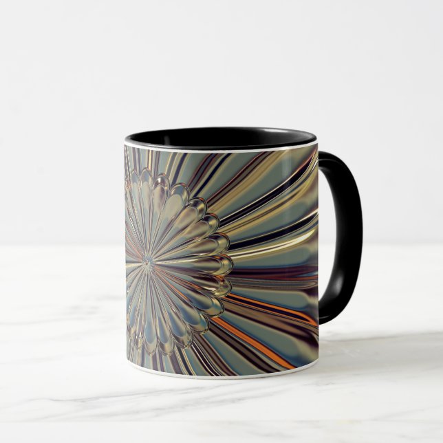 Art deco stil fläkt snäcka metallutseende i guldet mugg (Framsida höger)