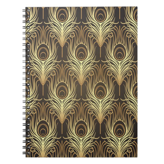 Art deco stil geometrisk sömlös mönster i svart anteckningsbok (Framsidan)