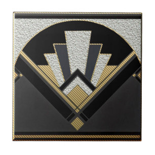Art Deco Stil keramik (Silver/grått) Kakelplatta