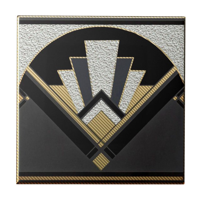 Art Deco Stil keramik (Silver/grått) Kakelplatta (Framsidan)