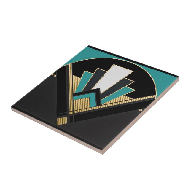 Art Deco Stil keramik (skaldjur) i Fläkt Kakelplatta (Sidan)