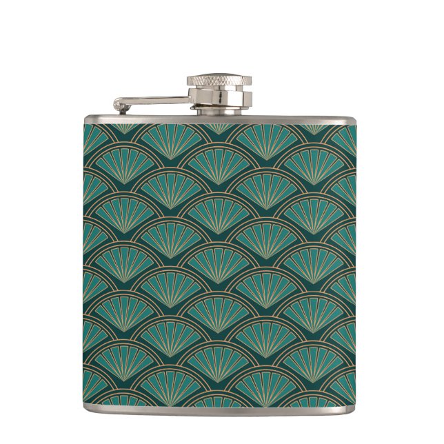 Art Deco stil mönster i den femte grönten färg Fickplunta (Framsidan)