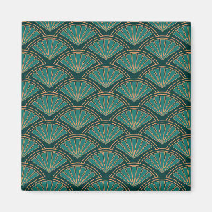 Art Deco stil mönster i den femte grönten färg Magnet