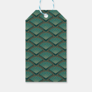 Art Deco stil mönster i den femte grönten färg Presentetikett