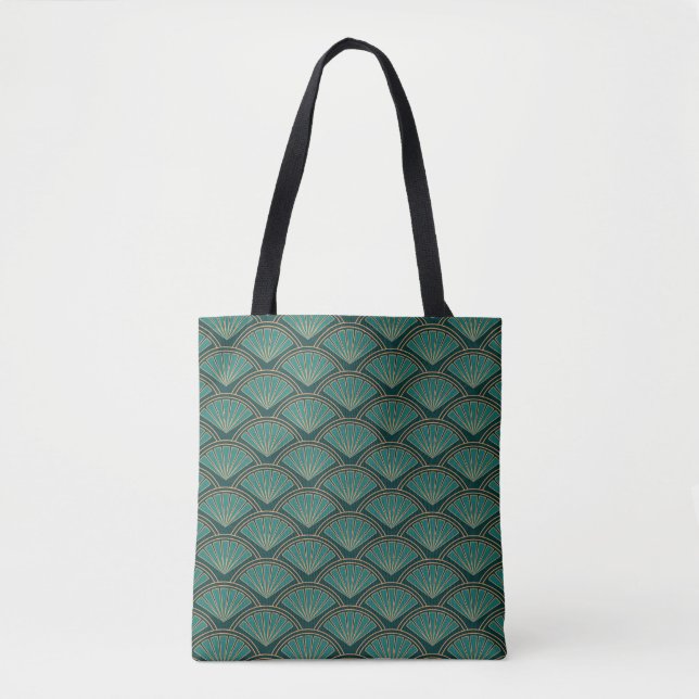 Art Deco stil mönster i den femte grönten färg Tygkasse (Framsida)