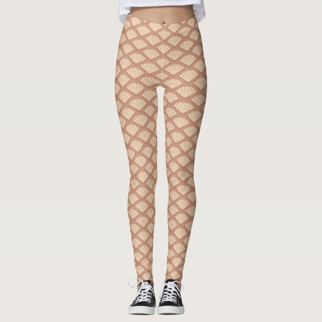 Art Deco stil mönster i ro färg Leggings (Framsida)