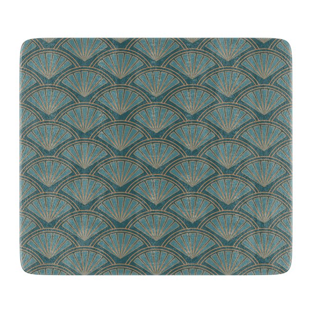 Art Deco stil mönster i tårblått färg (Framsidan)