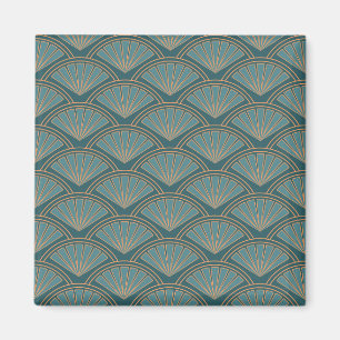 Art Deco stil mönster i tårblått färg Magnet