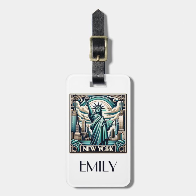 Art Deco stil New York-illustration Bagagebricka (Vertikal Framsida)