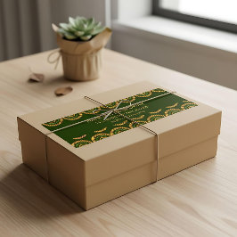 Art Deco stil olivgul blomster returadress  Etikett