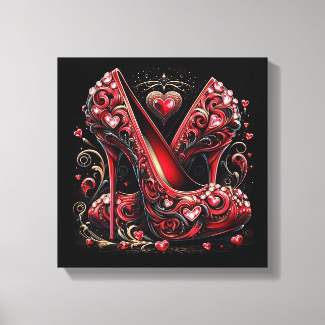 Art Deco Stil Stiletto Högklackars Canvastryck (Framsida)