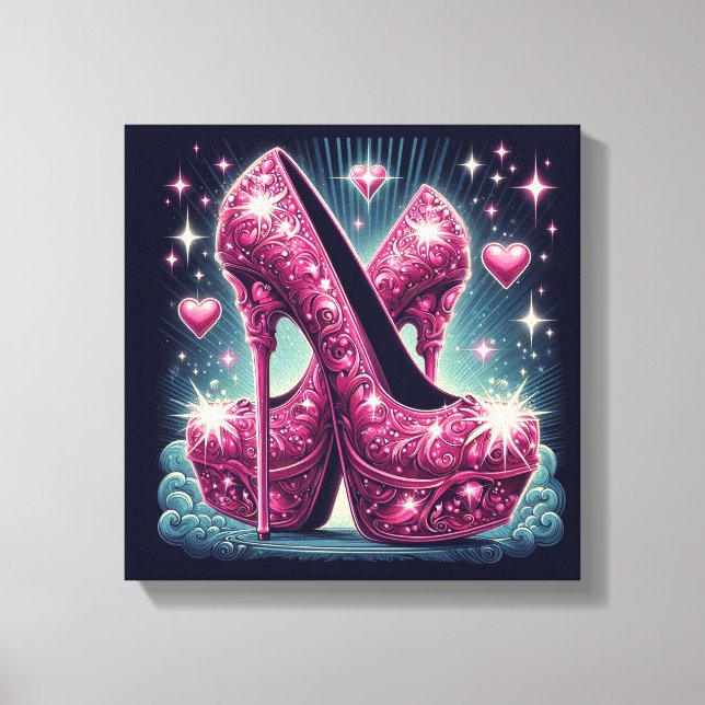 Art Deco Stil Stiletto Högklackars Canvastryck (Framsida)