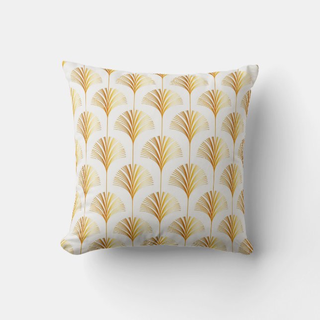 Art Deco Stil White och Guld Kudde (Framsida)