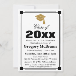 Art Deco Stil White Studentfest Inbjudningar