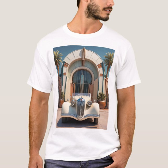 ART DECO-STILAD BIL T SHIRT (Framsida)