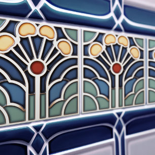 Art Deco Stiliskt Solstrålande Trädplattor Kakelplatta