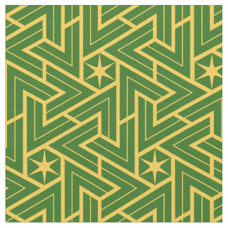 Art Deco Stjärna Triangel Mönster - Grönt och Guld Tyg