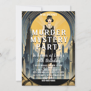 art deco stor Gatsby vemdådarmysterium mordgåta  Inbjudningar
