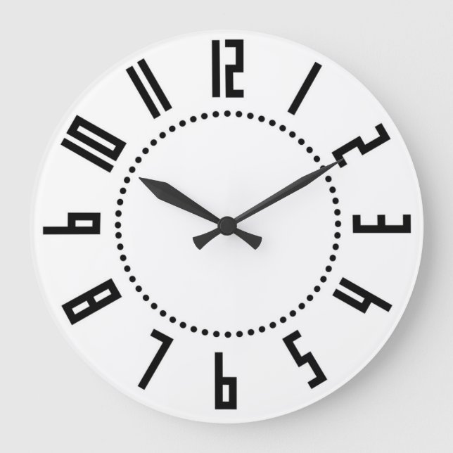 Art Deco-stor, rund väggklocka (Framsida)