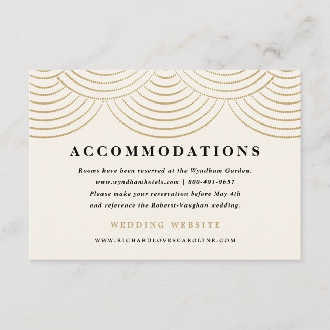 Art Deco Strängljus Inkapslingskort Elfenben Guld Tilläggskort (Framsida)