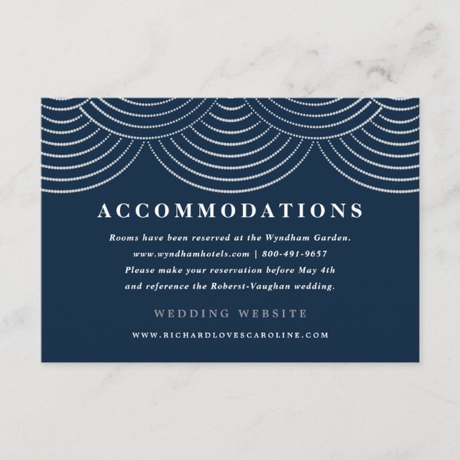 Art Deco Strängljus Kuvertkort Marinblå Tilläggskort (Framsida)